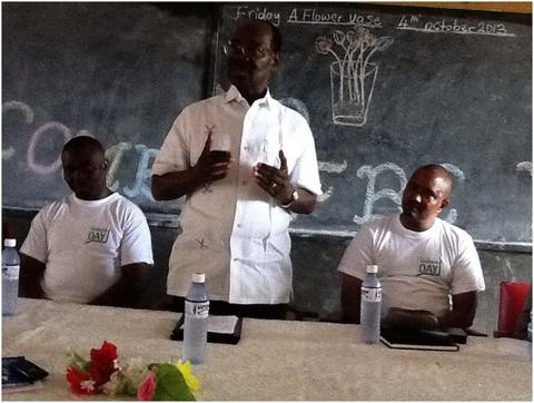 FBC Ag. DVC, Prof. SPT Gbamanja flanked by two Ecobank staff.