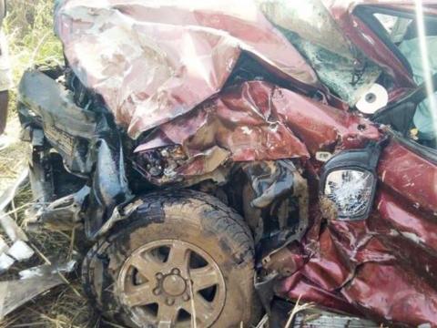 Frank Kposowa's vehicle after the fatal accident that cost him his life