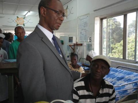 Health Minister Dr Alpha Wurrie visits a health facility in Freetown