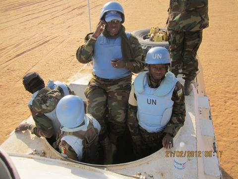 Brig Mondeh commanding from inside an armoured personnel carrier