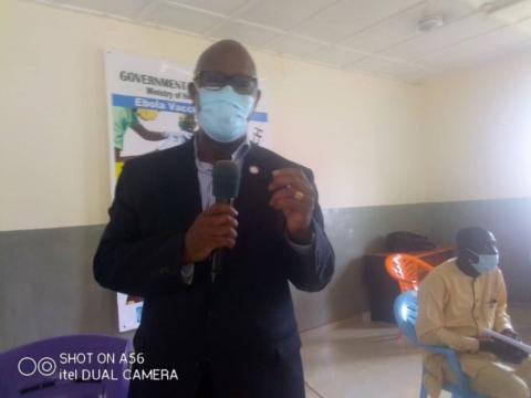 Minister of Health Dr.Austin Demby talking to Paramount chiefs in Kenema district