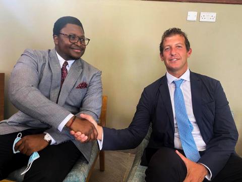 Minister of Mineral Resources Timothy Kabbah and CEO of Gerald Group Craig Dean