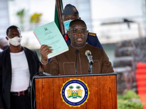 President Maada Bio with the CoI reports and White Paper