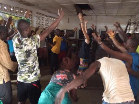 Susan's Bay fire victims on a physical exercise during psycosocial session