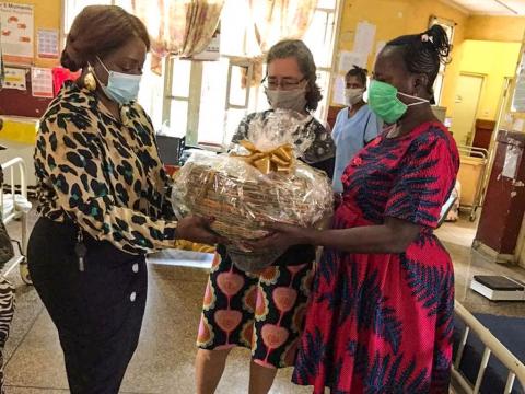 Tina Davies presents cancer drugs to Connaught oncology department officials.jpg