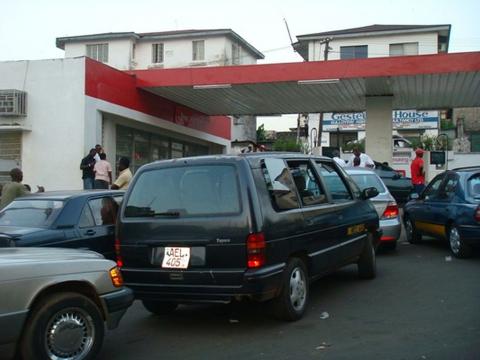 Vehicles queuing for fuel