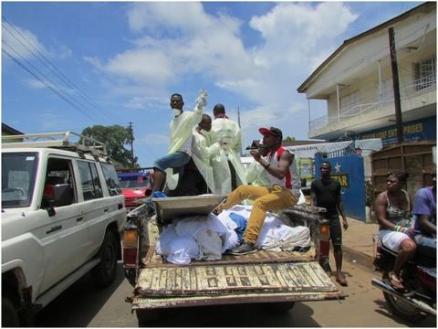 Dead paupers being transported to a cemetery